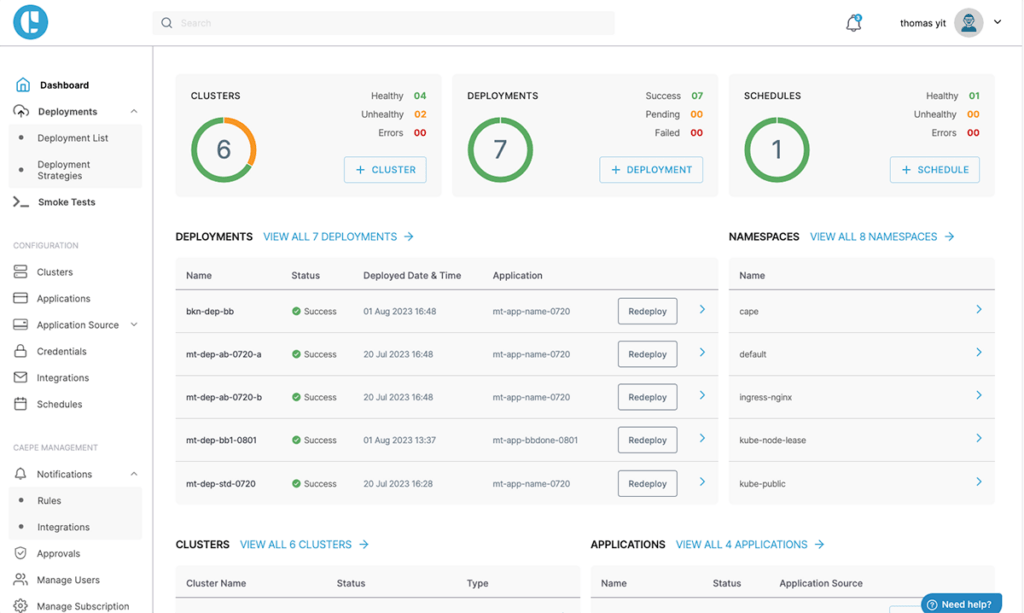 CAEPE app - dashboard